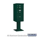 Salsbury Salsbury 3410S-03GRN Pedestal Mounted 4C Horizontal Mailbox Unit - 10 Door High Unit 66.63 in. - Single Column - 3 MB1 Doors & 1 PL5; Green 3410S-03GRN